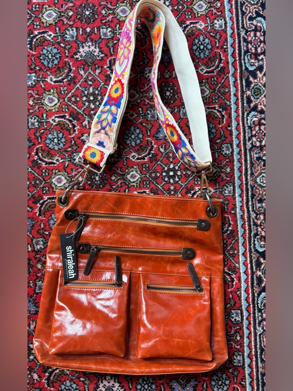 NWT Shiraleah Harper Vegan Leather Crossbody Organizer Bag – Burnt Orange